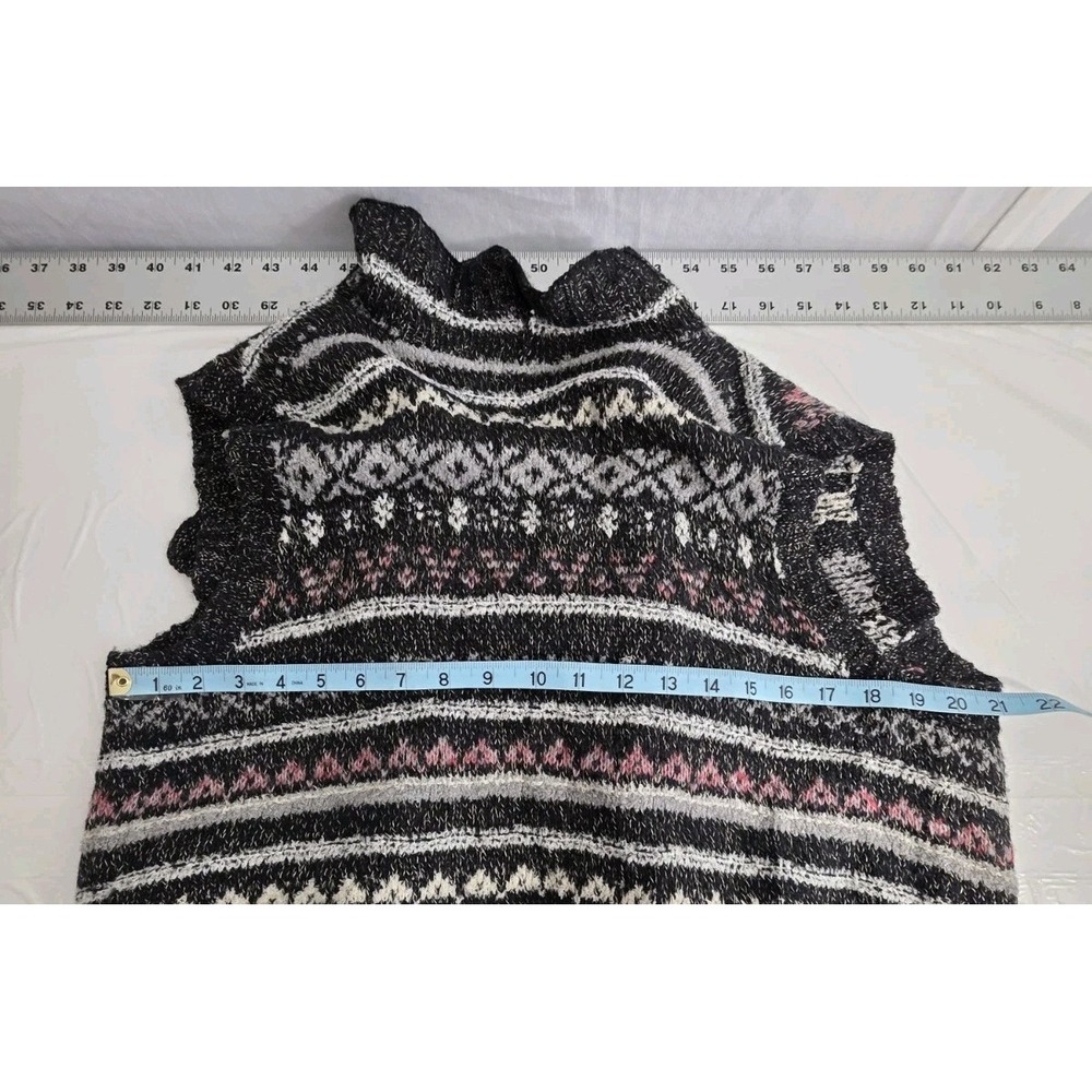Eddie Bauer Vest Open Sweater Cardigan Sx L Aztec Southwestern Sleeveless Cozy - Picture 7 of 10